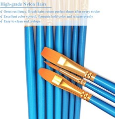 BOSOBO Paint Brush Set, 10pcs Round Pointed Tip Nylon Hair Artist Detail Paintbr