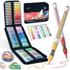 JusArt 48 Colors Acrylic Paint Markers with Canvas Bag, Water-Based No-Bleed Pai