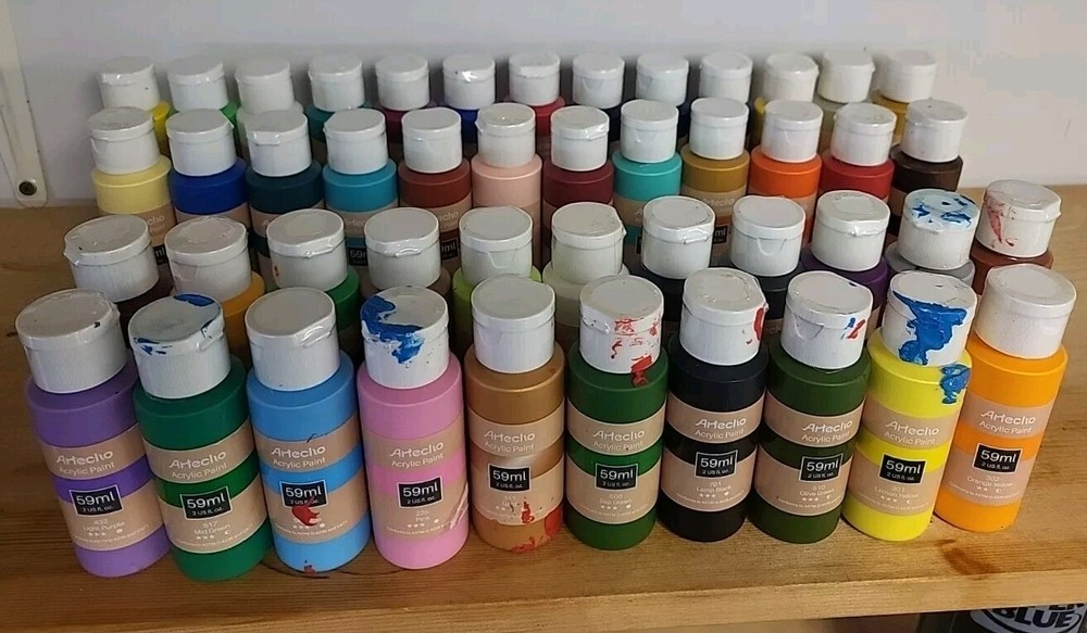 46 Basic Colors Acrylic Art Paint Set 59ml / 2oz Bottles For Painting On Canvas