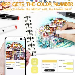 SiwaQio 320 Colors Alcohol Markers with APP, Dual Tip Art Marker for Adults C…