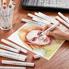 36 Colors Skin Tone&Hair Art Markers, Dual Tip Alcohol Based Marker Pen Set C…