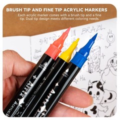 Acrylic Paint Pens 32 Colors Brush Tip And Fine Tip dual Tip Paint Markers For