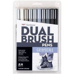 Tombow 56171 Dual Brush Pen Art Markers – Grayscale 10-Pack, Blendable