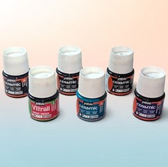 6x Pebeo Ceramic & Vitrail Paint Lot – Assorted 45ml Jars – Made in France