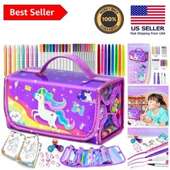 56 PCS Washable Scented Markers Set with Unicorn Case – Perfect for Ages 4-8