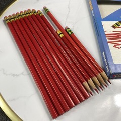 24 Sanford Col-Erase Carmine Red Erasable Colored Pencils 20050 Vtg Open Box