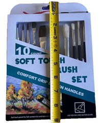 10 Count Paint Brush Set Soft Touch Comfort Grip Variety Sizes Artist Set NIB