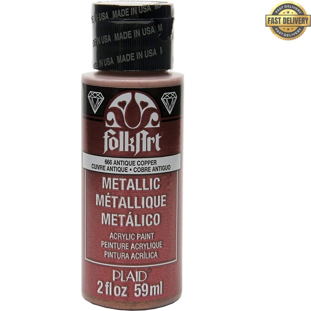 Metallic Acrylic Paint in Assorted Colors 2 Ounce, 666 Antique Copper
