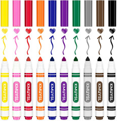 KMUYSL 160 Count Washable Markers Bulk, 10 Assorted Colors – Broad Line Conical