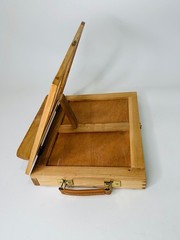 Vintage Tabletop Portable Wood Easel with Slide Storage Box Drawer 10″ x 13″