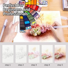 Watercolor Paint Set “ 42 Assorted Colors With 3 Brushes “ Foldable Watercolor F