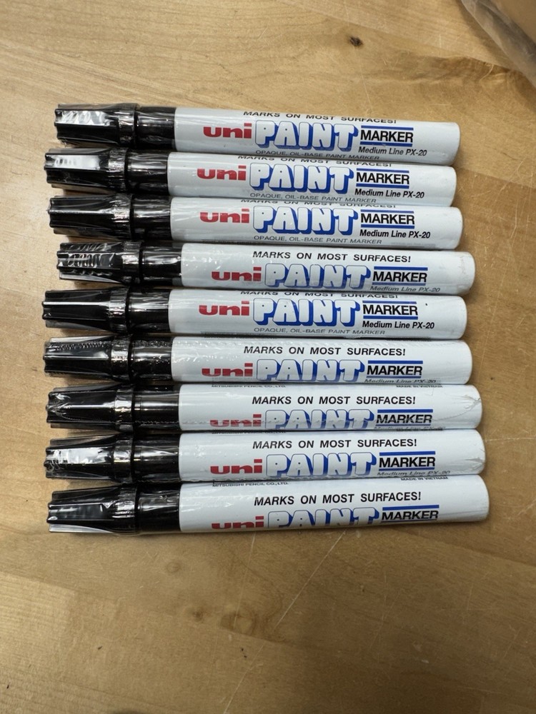 9 QTY Uni PAINT PX-20 Marker Pen Waterproof Permanent Touch Up Black MEDIUM LOT