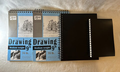 Lot of 4 – White Drawing Paper Pads – 9″x12″ – Hard Cover Sketch Book Included