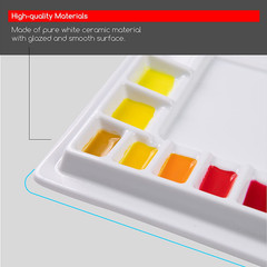 Large Porcelain Watercolor Palette with Lid – 33 Wells, 13.5 x 10.8 Inch