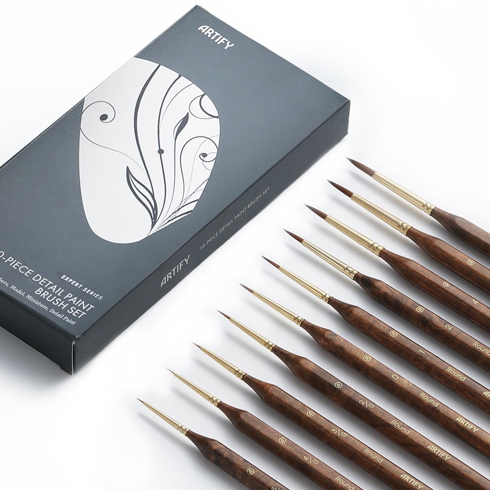 Artify Detail Paint Brush Set for Paint by Numbers 10 Sizes Fine Detail Brushes