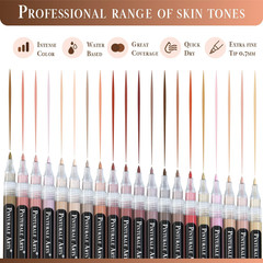 ® Acrylic Paint Markers Skin Tone | Set 20 Skin Tone Paint Markers Fine Tip 0,7M