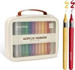 Memoffice Direct Liquid Acrylic Paint Markers, 60 Colors Brush Tip Pens with Car