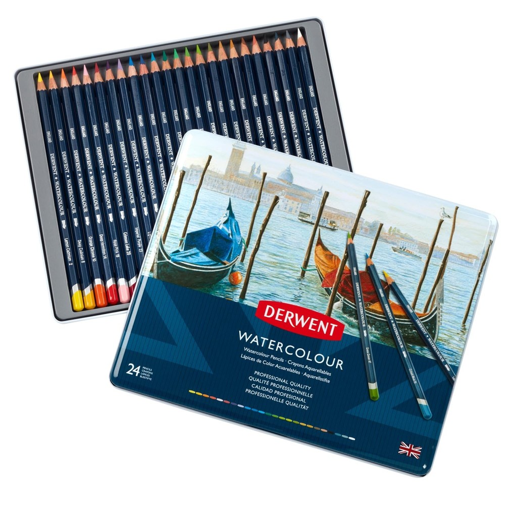 Colored Pencils, WaterColour, Water Color Pencils, Drawing, Art, Metal Tin, 2…