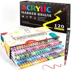 Acrylic Paint Pens 120 Colours Flexible 1-5mm Brush Tip – For Rock, Wood, Fabric