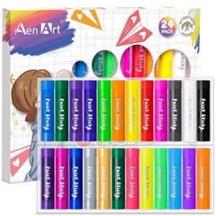 Paint Sticks, 24 Colors Solid Tempera Paint Sticks for Kids, Quick Drying Was…