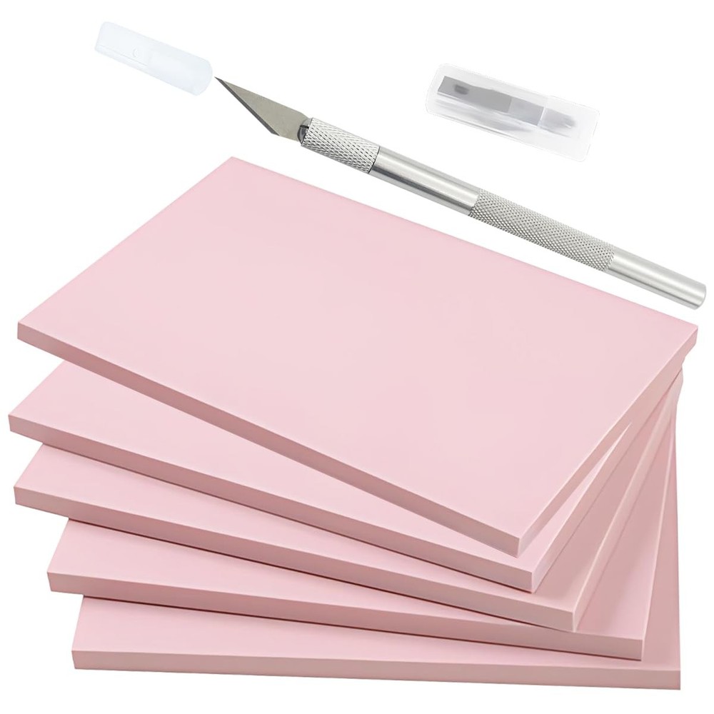 5 Pack 4×6 Inch Rubber Art Soft Linoleum Carving Block for Printmaking Stamp
