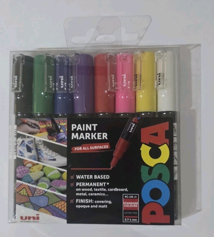 💕 POSCA 💕 8 X Paint Markers Permanent* Matt Assorted Water-Based Pigment Ink