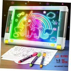 Rechargeable LED Drawing Board, 15 Inch 9-Color Light Modes Neon Art White