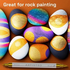 24 Metallic Acrylic Paint Markers Pens Brush Fine Tips Fabric Rock Glass Wood
