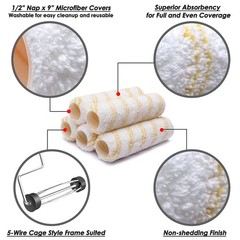 9in Extendable Paint Roller Kit Adjustable Frame 5 Covers Wall Ceiling