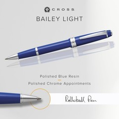 Cross Bailey Light Refillable Rollerball 1 Count (Pack of 1), Polished Blue