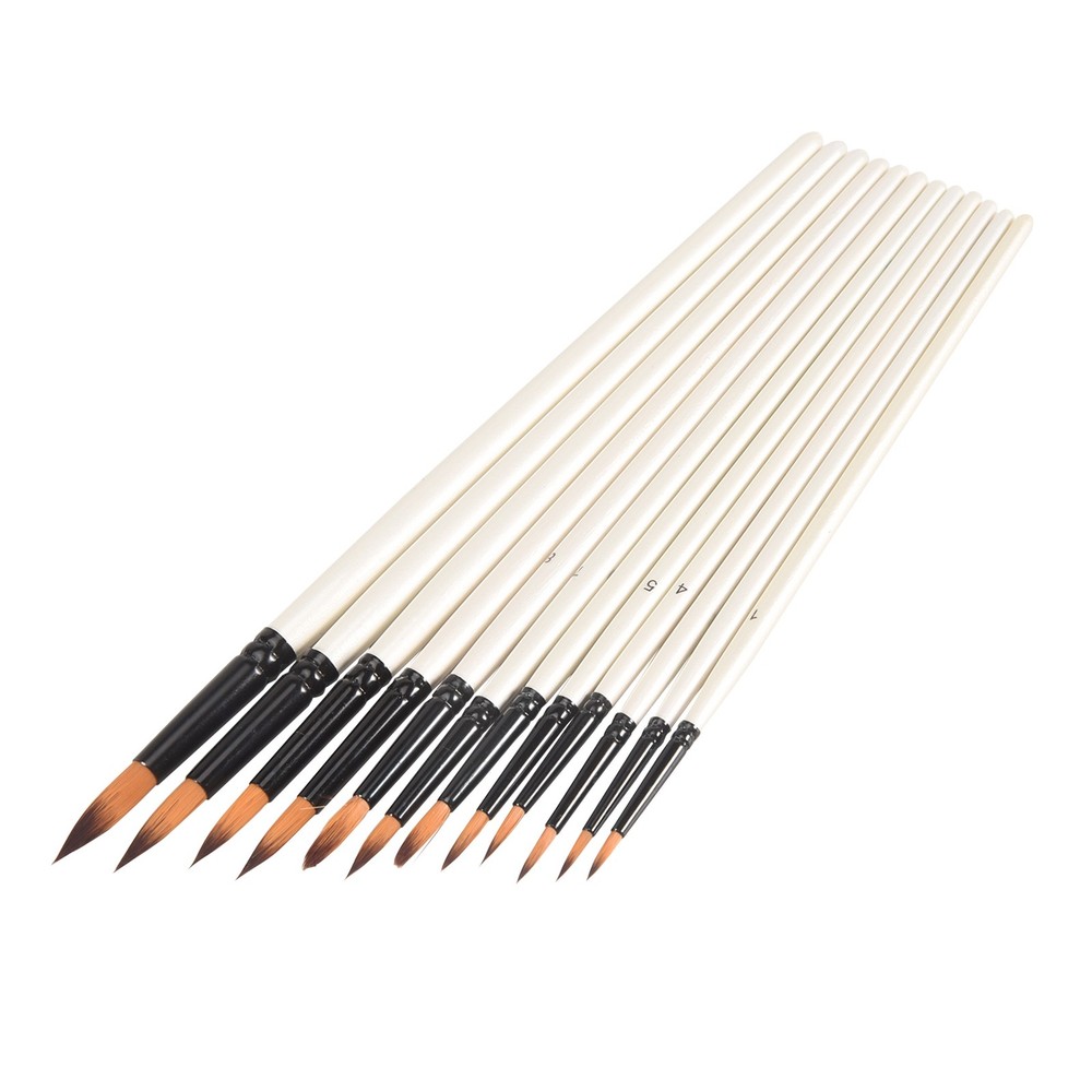 12Pcs Acrylic Paint Brushes Set, Professional Round-Pointed Tip Artist1104