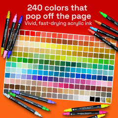 240 Precision Dual-Tip Acrylic Paint Markers – Paint Pens Set with Dot & Fine Ti