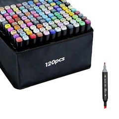 120P Colors Alcohol Markers Set, Alcohol Markers Brush Dual Tip
