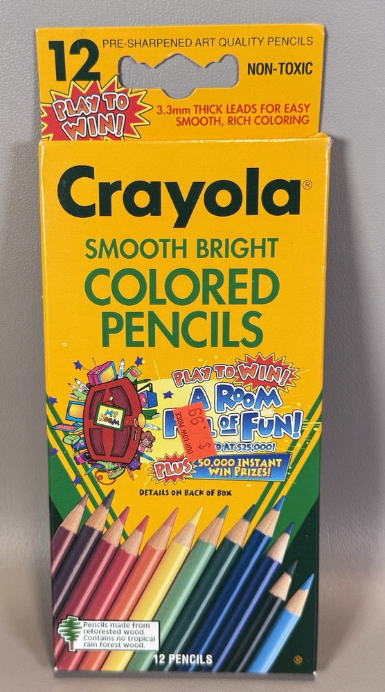Vtg 1996 Crayola Smooth Bright Colored Pencils Play to Win Pack NOS Unused