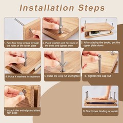 50PCS Wooden Book Press Kit 13×7.9in with Tools for DIY Bookbinding Repair