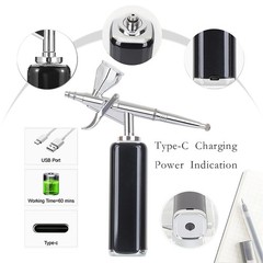 Cordless Airbrush Kit: Portable Compressor, Rechargeable, for Barber, Art, Ma…