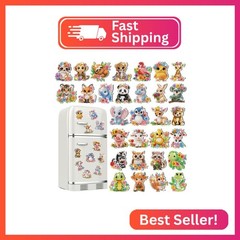 Xuhal 30 Pcs Spring Animal Diamond Painting Magnets Watercolor Flower Animal Dia