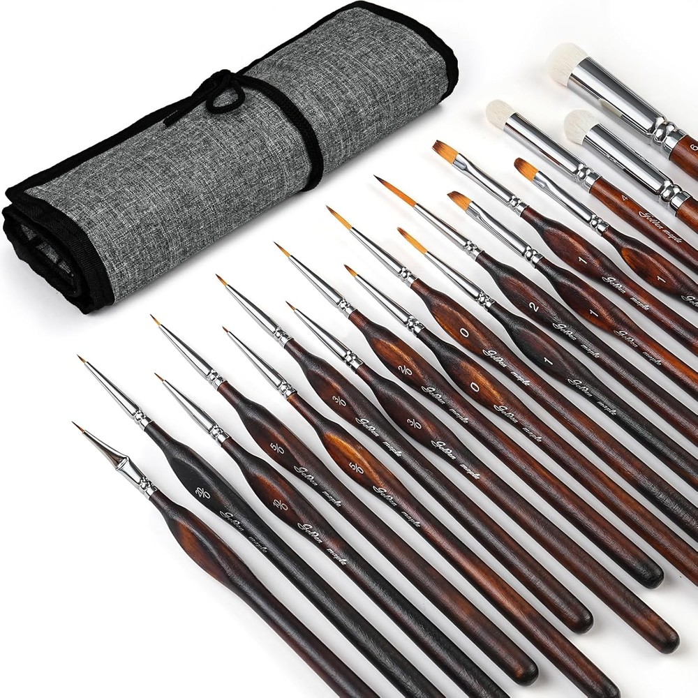 Golden Maple Miniature Paint Brushes Drybrush-18PCS Micro 18GT, Cocoa Brown