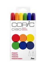 Ciao Dual Brush Tip Alcohol Markers Set, 6 Blendable Colors for Art Use