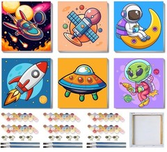 MXCFZX 6 8”x8”-with Framed, Rocket Ship Paint By Numbers with Framed 6-pack