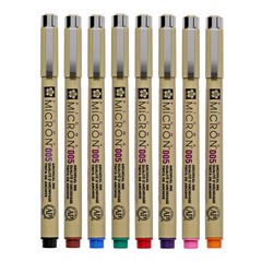 Pigma Micron 005 8 Color Set Water Based Pigment for Illustration – Holiday G…