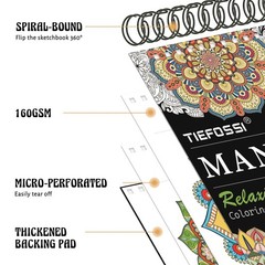 TIEFOSSI Relaxing Coloring Book, for Adults to Relax and Relieve A4, Mandalas