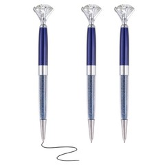 3 Pcs Ballpoint Pen, Crystal Diamond Pen, Transparent Blue (Blue Diamond)