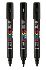 uni PC-5BR Water-Based Paint Markers, Reversible Brush Tip (1.0-4.0mm), Black…