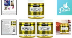 DIY 24K Gold Metallic Paint, 3 x 8 fl oz Jars for Multi-Surface Projects