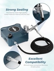 Airbrush Kit with Compressor, Dual Action 40 PSI, 10.5 L/min – Makeup, Nails, DI