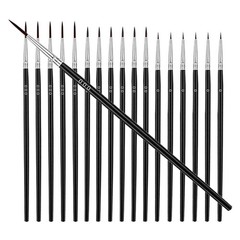 30Pcs Durable Miniature Detail Paint Brush Set Black Nylon Wood for Decoration