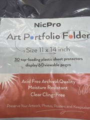 Nicpro 11×14 Art Portfolio Folder, 30 Pockets Display 60 Pages 11″x14″, Black