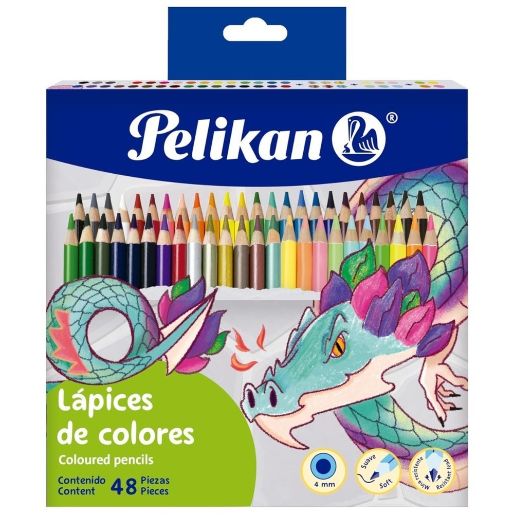 Pelikan 48-Count Colored Pencils Set Round 4mm Smooth Lead Neon Metallic Pastel