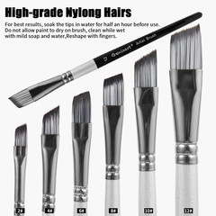 Angular Paint Brushes Set, 6 Pcs Angled Paintbrushes for Acrylic Oil Watercolor